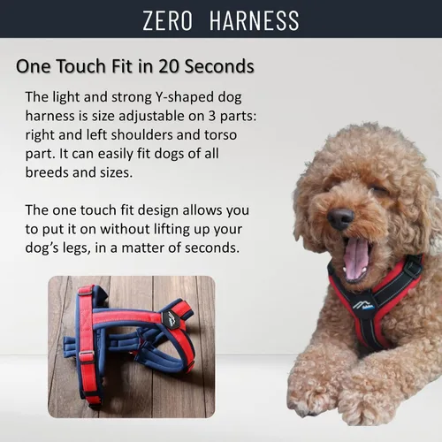 Miniatura 3 de Hakusan - Arnés para perro Zero tipo básico, seguro, sin asfixia/difícil de desconectar, gran ajuste, fácil de poner y quitar, ajustable, reflector