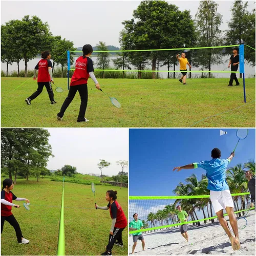 Miniatura 8 de Zdgao Juegos de bádminton para patio trasero, red de bádminton portátil con ajustador de tensión, juego de 4 raquetas de bádminton, 3 volantes