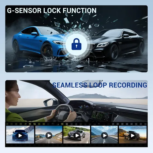 Miniatura 6 de Cámara de espejo retrovisor 4K, cámara de tablero de espejo de 10 pulgadas delantera y trasera con tarjeta de 64 GB, cámara de tablero de pantalla