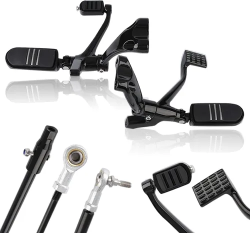 Miniatura 16 de TCT-MOTORPARTS Kit completo de controles delanteros con pedales y estriberas con palancas y varillas para Harley Sportster XL883 XL1200 1991-2003