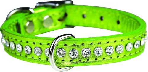 Miniatura 54 de Collar de perro de cuero y cristales de OmniPet Signature, cuero de grano de violeta africana de avestruz, se ajusta a un tamaño de cuello de 6"-8