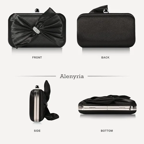 Miniatura 3 de Elegante bolso de mano de satén para mujer con lazo de diamantes de imitación, bolso formal para boda, fiesta, baile de graduación, cóctel