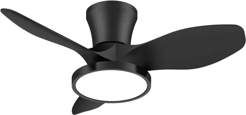 Miniatura 17 de ocioc Ventilador de techo silencioso con luz LED, motor de CC de 32 pulgadas, control remoto de gran volumen de aire, nogal para cocina, dormitorio
