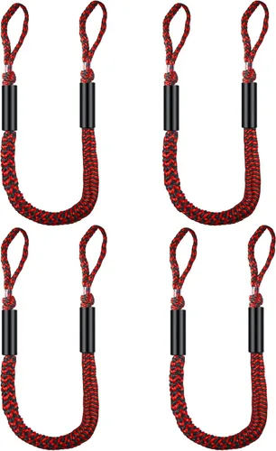 Miniatura 13 de Líneas de muelle elástico para lancha, amortiguador, cuerda de amarre, accesorios de barco de 4 a 5.5 pies, paquete de 4 (negro)