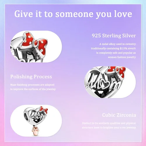Miniatura 2 de Collar con dije de plata de ley 925 con circonita cúbica 5A para el día de la madre, cumpleaños, día de San Valentín, colección de joyas, regalos