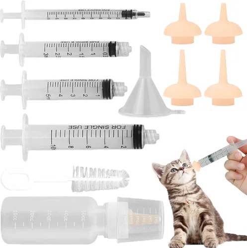 Miniatura 6 de Jeringa de alimentación de mascotas con pezón, herramientas de alimentación de silicona para gatitos y cachorros, jeringa de alimentación para gatos
