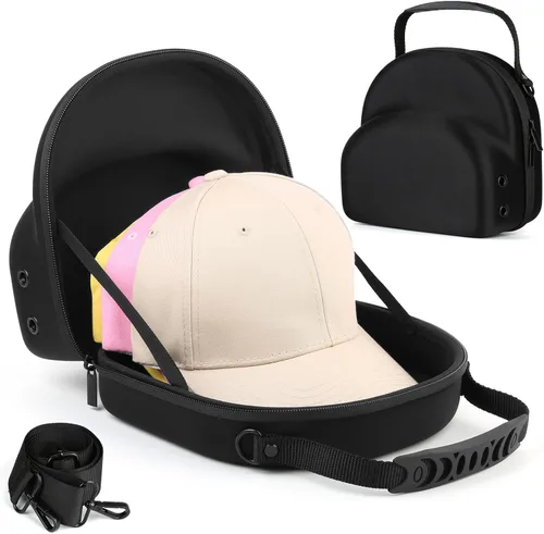 Miniatura 14 de GERMUN Funda rígida para gorra de béisbol, funda de viaje con correa ajustable para el hombro, funda para 12 gorras de béisbol, perfecta para viajes