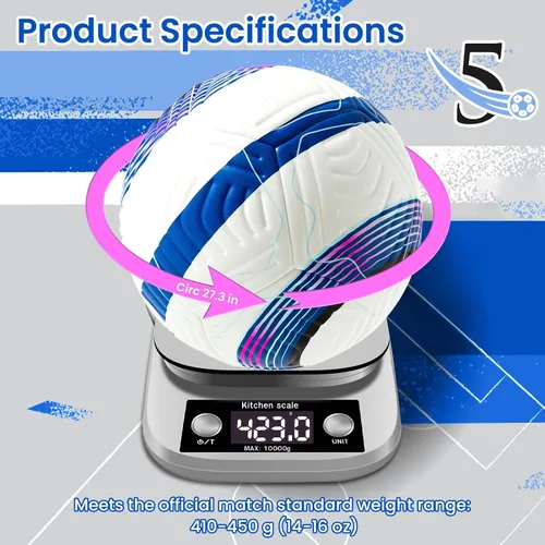 Miniatura 5 de Balón de fútbol oficial de partido ZWAW tamaño 5 – de cuero PU impermeable, incluye inflador y agujas, bolsa de almacenamiento de malla para fácil