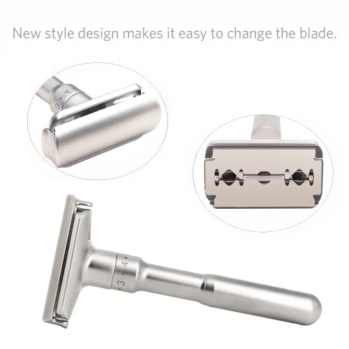 Miniatura 4 de River Lake RZ700 - Maquinilla de afeitar de seguridad clásica ajustable con mango largo (Razor con funda protectora y soporte)