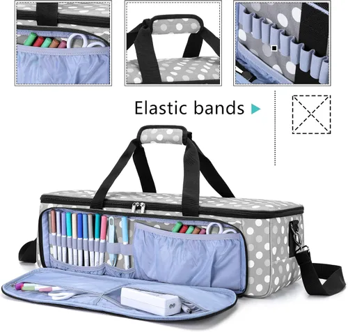 Miniatura 3 de Luxja bolsa de transporte compatible con la máquina troqueladora Cricut y suministros Puntos grises
