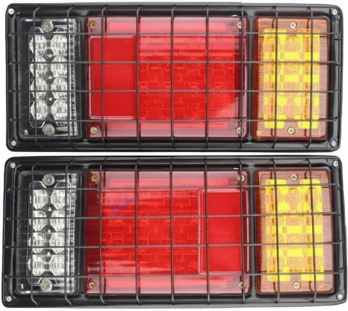Kit de 2 luces LED traseras para camión, remolque, 40 LED, impermeable, señal de giro, freno de marcha atrás, luz de marcha atrás con protección de