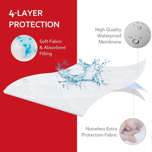 Miniatura 5 de Sábana impermeable para colchón de 4 mamás Playard, niños empacar y jugar, protector de funda de colchón para 4moms Breeze Plus Playard & Breeze GO