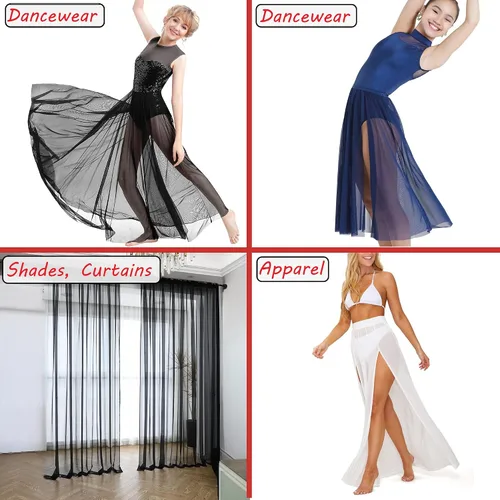 Miniatura 3 de Tela de Power Mesh Estiramiento en 4 Direcciones Ropa de Baile, Tela Deportiva 60" de Ancho Ligera, Transparente 90% Nylon, 10% Spandex
