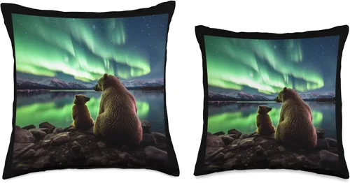 Miniatura 3 de Alaska Aurora Borealis Travel Souvenirs Studio Alaska Northern Lights with Bears Vacay - Almohada para camping, senderismo, 18 x 18 pulgadas