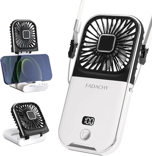 Miniatura 9 de Mini ventilador personal de mano Breeze Quiet Power Neck Fan recargable, al aire libre, senderismo, camping, blanco 2-Blanco