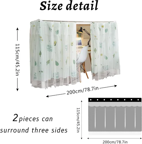 Miniatura 5 de Cortinas de gasa bonitas genéricas para litera con dosel de cama con encaje, 2 paneles, aguacate