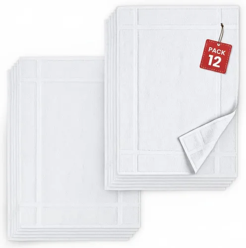Miniatura 22 de Pearl Linens Paquete de 6 alfombrillas de baño 100% algodón de 20x30 pulgadas, suaves y absorbentes de secado rápido, juego de alfombrillas de baño