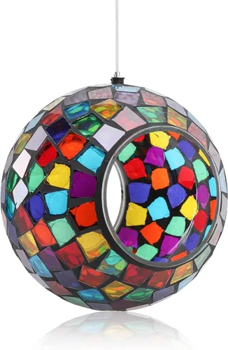 Miniatura 13 de Yinns Comederos de vidrio para pájaros colgantes en el exterior, comedero para pájaros con forma redonda solar para decoración de jardín de patio