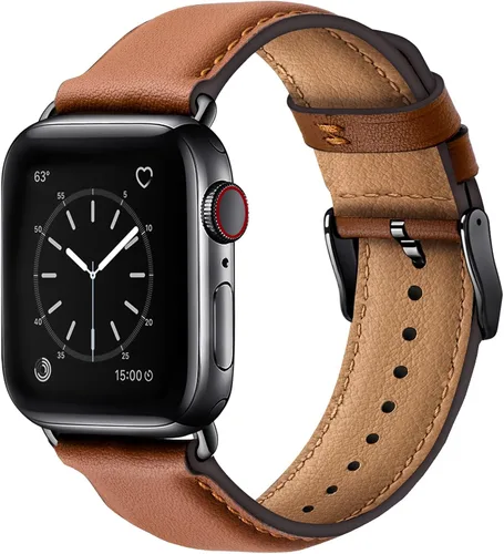 Miniatura 15 de SUNFWR Correas de cuero compatibles con Apple Watch de 1.61, 1.57, 1.5 pulgadas para hombres y mujeres, correa de repuesto de cuero genuino de grano
