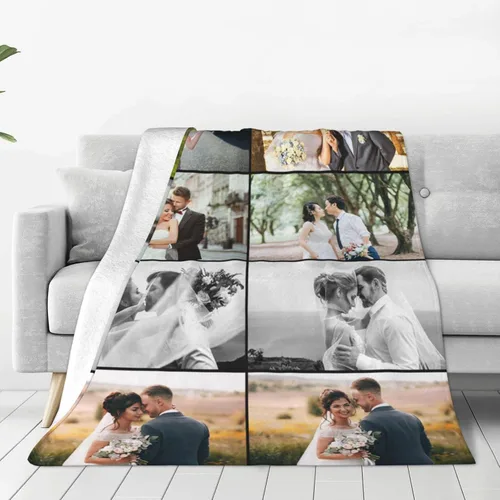 Miniatura 10 de Manta personalizada con texto fotográfico, manta personalizada de franela polar para cumpleaños familiar, regalo de Navidad, boda, se adapta al