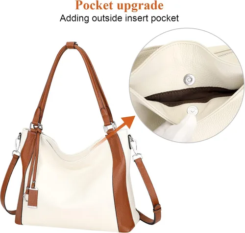 Miniatura 3 de Over Earth Bolsos de cuero suave para mujer, bolso de hombro tipo hobo grande