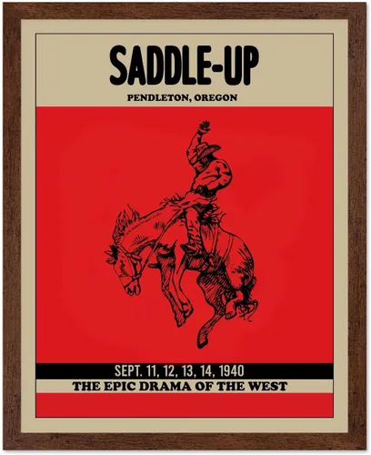 Miniatura 20 de Poster Master Póster de Rodeo marrón – Estampado retro de vaquero sobre caballo – Arte de vaquero – Arte occidental – Arte del salvaje oeste