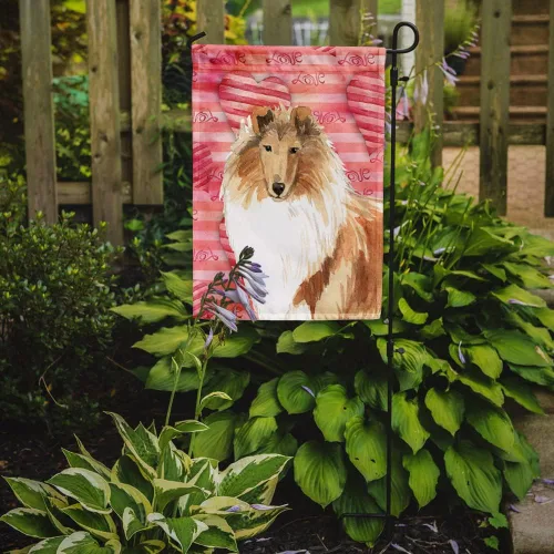Miniatura 2 de Caroline's Treasures CK1756GF Bandera de jardín Love a Rough Collie para buzón, bandera decorativa para patio exterior, obras de arte de patio