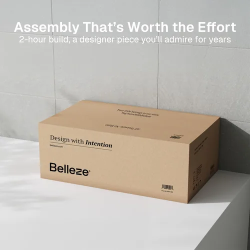 Miniatura 6 de BELLEZE Aparador Modular con Puerta de Vidrio Arqueada, Gabinete Buffet de Exhibición con Almacenamiento y Estantes Ajustables, Credenza Moderna