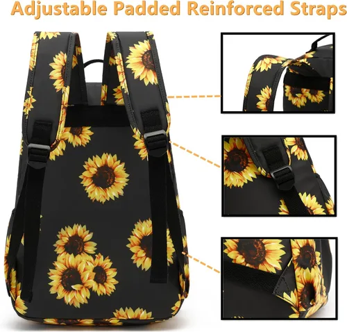 Miniatura 94 de Leaper Mochila para laptop para mujer: linda mochila floral para escuela, universidad, viajes, trabajo, mochila ligera para niños, Negro margarita