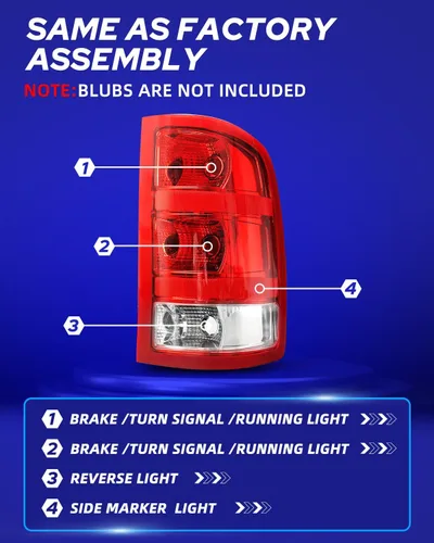 Miniatura 4 de AUTOONE - Para luces traseras GMC Sierra 2007-2013, compatible con GMC Sierra 1500 2500HD 3500HD, lado del pasajero (RH)