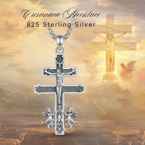Miniatura 106 de Vito Collar de plata de ley 925 para mujeres y hombres, San Benito, crucifijo, Caravaca, San Cristóbal, San Judas, medalla patronal, amuleto