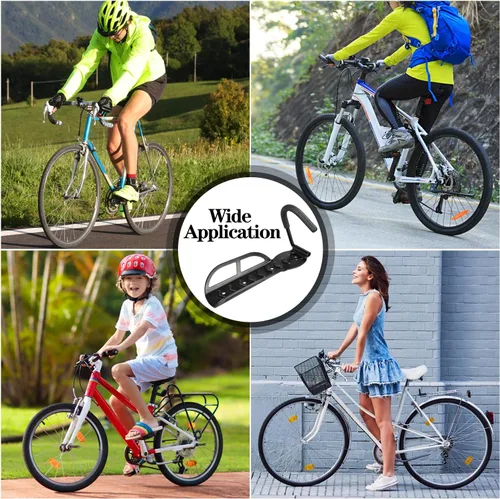 Miniatura 7 de DkOvn Paquete de 1/2/4 Soportes de Pared para Bicicleta de Garaje, Soporte de Pared para Bicicleta con Tornillos, Soporta hasta 66 lb para 1 paquete