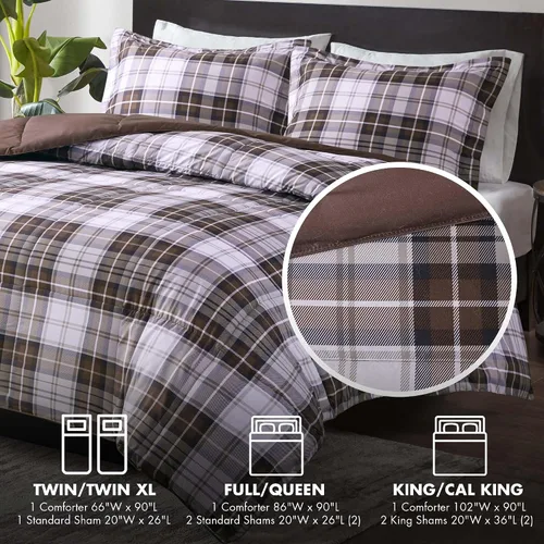 Miniatura 4 de Madison Park Essentials - Edredón a cuadros Parkston, funda a juego, funda 3M Scotchguard antimanchas, hipoalergénico, juego de ropa de cama