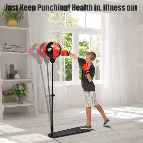 Miniatura 5 de Costzon Punching Bag for Kids, Boxing Bag Set Toy with Height Adjustable Stand, Kids Boxing Gloves and Hand Pump, Freestanding Boxing Equipment Gift