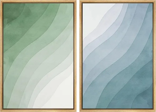 Miniatura 40 de SIGNWIN Lienzo enmarcado para pared, juego de arte sereno de paisaje de pantanos, ilustración rústica, arte moderno, minimalismo, decorativo