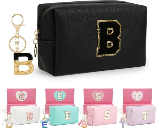 Miniatura 20 de AIBFRID 2 piezas de bolsas de maquillaje iniciales para mujeres, regalos de cumpleaños para niñas de 4 5 6 7 8 9 10 11 12 años, bolsas de cosméticos