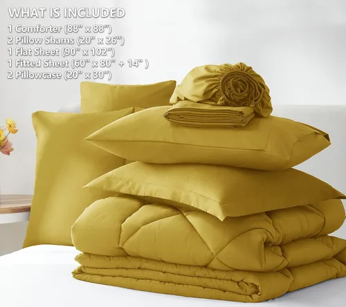 Miniatura 131 de CozyLux Juego de edredón tamaño King, color naranja quemado, toda la ropa de cama en una sola bolsa, 7 piezas: edredón, fundas de almohada