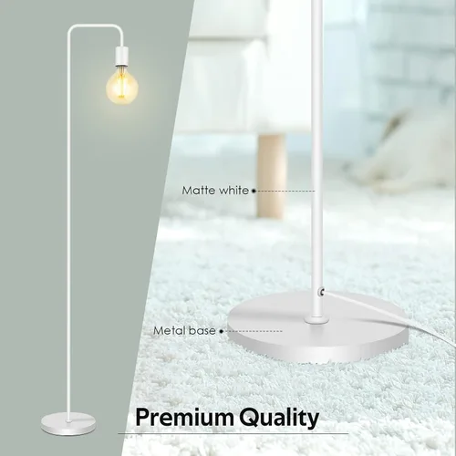 Miniatura 7 de Lámpara de pie BoostArea, lámpara de pie industrial blanca, lámpara de pie de 63 pulgadas, enchufe E26, interruptor de encendido/apagado para pie