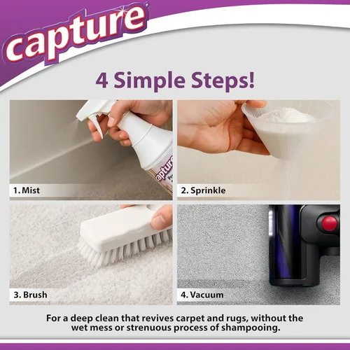 Miniatura 6 de Capture Carpet Total Care Kit 250 – Sofá y tapicería para el hogar, alfombra de coche, perros y gatos Solución limpiador de alfombras para mascotas