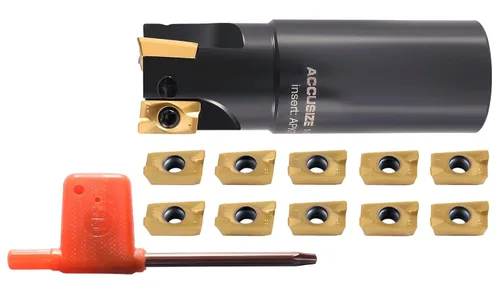 Miniatura 19 de Accusize Industrial Tools Molino de extremo indexable de hombro cuadrado de 90 grados de 1/2 '' con insertos de carburo Apkt11T3, 0056-0913