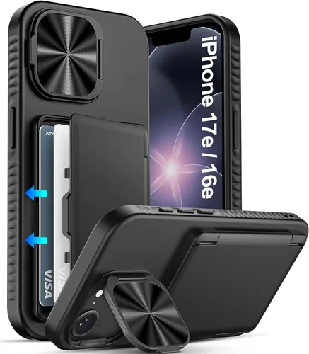 Miniatura 62 de ATATOO Funda para iPhone 17, tarjetero integrado (almacena 3-5 tarjetas) y funda para cámara deslizante y bloqueo RFID, protección de grado militar