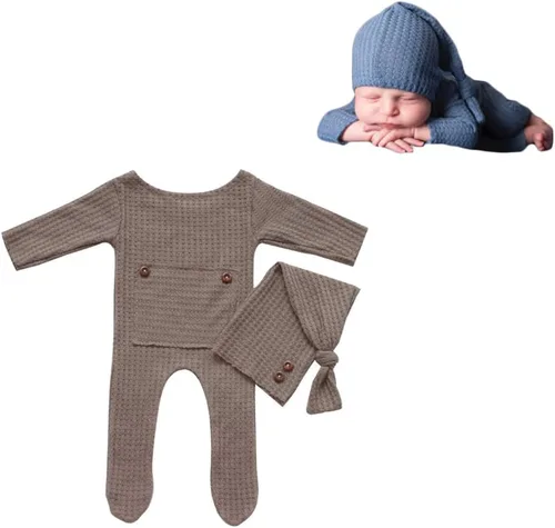 Miniatura 26 de Moda recién nacido niños niñas bebé sesión de fotos accesorios trajes ganchillo ropa sombrero de cola larga pantalones accesorios de fotografía
