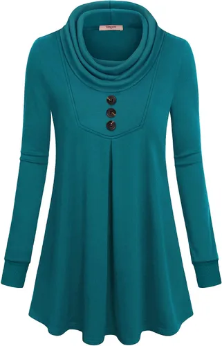 Miniatura 3 de Timeson Túnicas de manga larga con cuello redondo para mujer, sudaderas de invierno para mujer