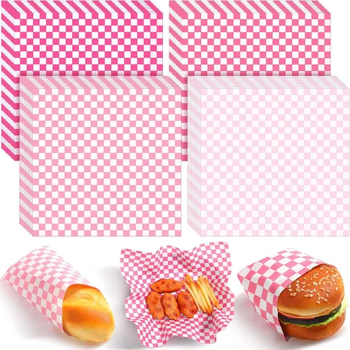 Miniatura 8 de Spakon 1000 hojas de papel encerado para alimentos de 12 x 12 pulgadas a cuadros encerados secos para envolver sándwich, revestimientos de cestas