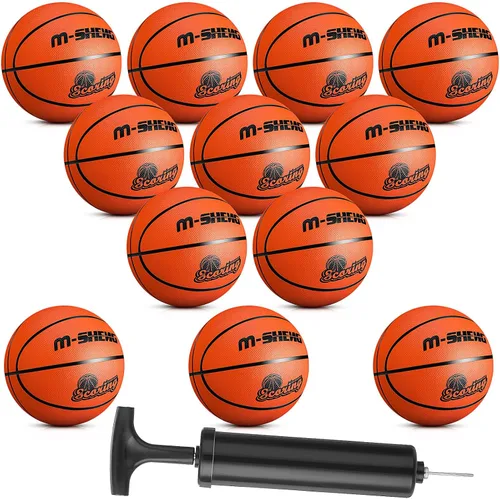 Miniatura 9 de Jenaai 12 pelotas de baloncesto de goma a granel tamaño oficial 5 (27.5 pulgadas) para niños y jóvenes, baloncesto al aire libre con bomba