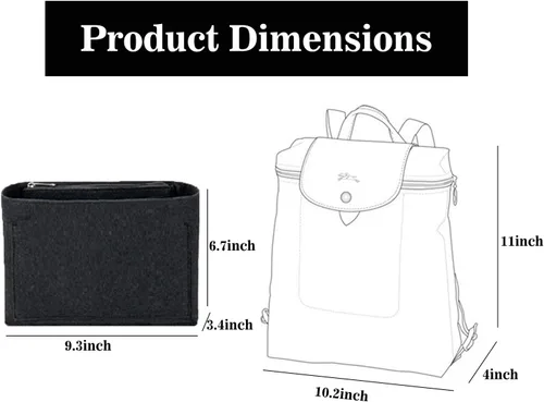 Miniatura 5 de D.DUO Organizador de mochila, organizador de bolso, organizador de bolsa de fieltro con múltiples bolsillos para Longchamp Le Pliage (gris)
