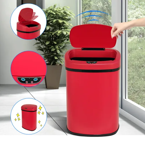 Miniatura 2 de Basurero de cocina de 13 galones de acero inoxidable cepillado, papelera automática, sin tacto, alta capacidad, 50 litros con tapa, para cocina