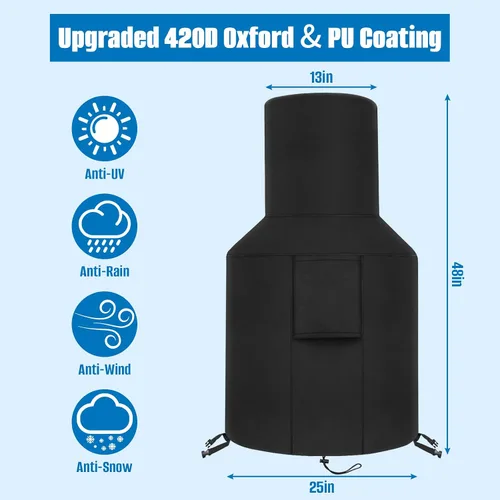 Miniatura 2 de SIRUITON Cubierta para chimenea de patio, duradera, resistente a la intemperie, cubierta para chimenea de chimenea de chimenea 420D Oxford
