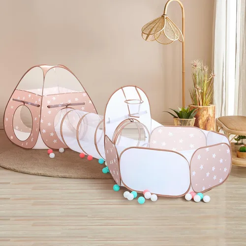 Miniatura 8 de PigPigPen Tienda de campaña 3 en 1 para niños con túnel de juego y pozo de bolas, juguetes para niños y niñas, juguetes de casa