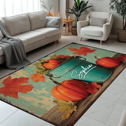 Miniatura 12 de Alfombra de otoño personalizada – Alfombra de interior y exterior para porche, entrada, sala de estar – Nombre personalizado pasillo pasillo – 3